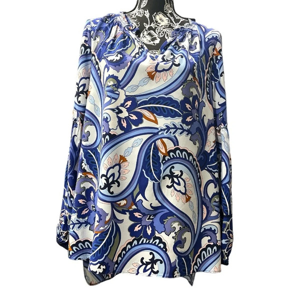 CROWN & IVY Blue paisley tunic top - Picture 1 of 12